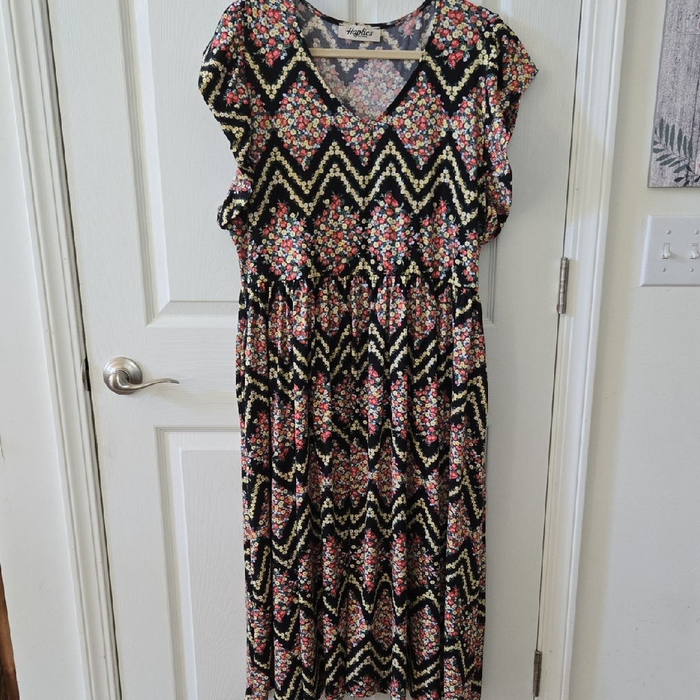 HAPTICS Floral and Zigzag Maxi Dress in Black and Red